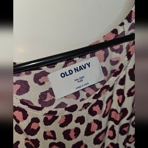 Girls Old Navy Girls Dress Size 14 plus xxl Belted Pink Leopard Print